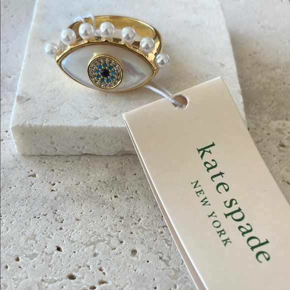 Kate Spade Gold Eye Ring with Pearls and Blue Accent - Picture 2 of 4